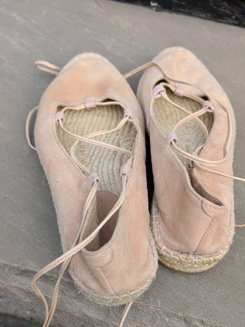 Romena Handmade In Spain Lace Up Women's Suede Espadrille Flats in Blush - Picture 10 of 11